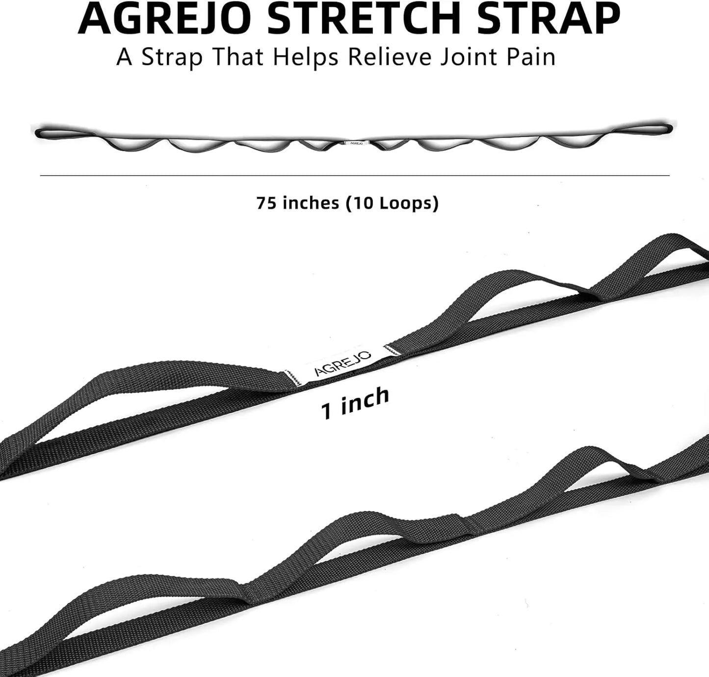 Stretching Strap Yoga Strap Physical Therapy for Home Workout, 10 Loops Non-Elastic Stretch Band for Pilates, Flexibility