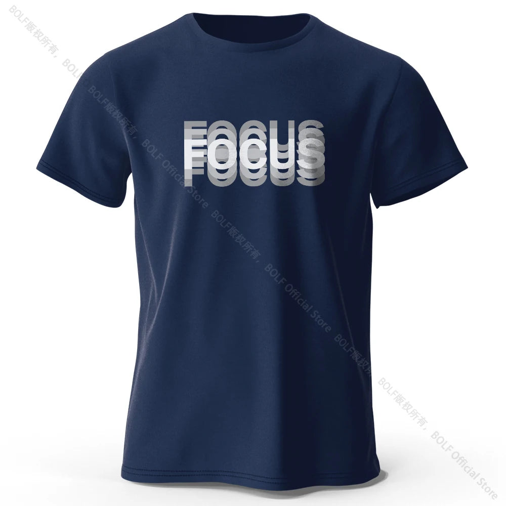 Focus Letter Minimalist Style 100% Cotton T-Shirt, Lightweight Round Neck Short Sleeve Tee, Perfect for Men & Women