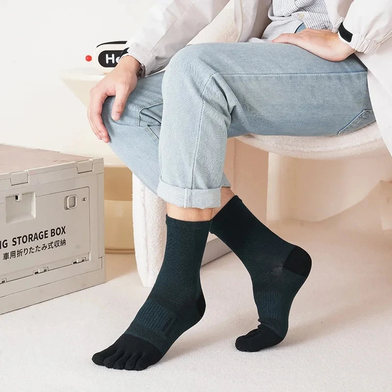 1/4 Pairs Toe Short Socks Sport Man Compression Cotton Sweat-Absorbing Young Casual Anti-Bacterial Breathable 5 Finger Socks