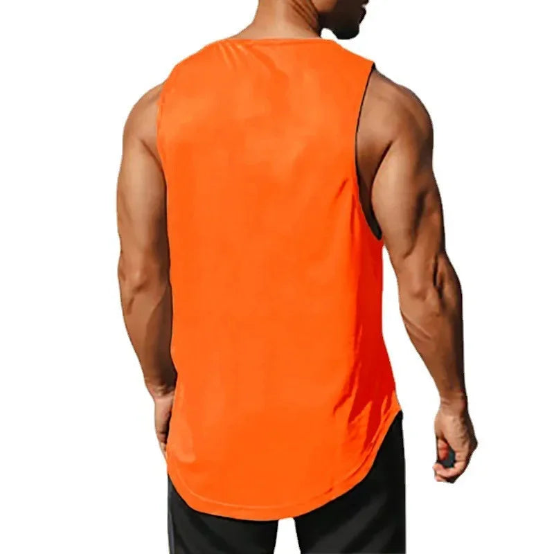 Japanese Anime Turtle Script Printed Summer Fitness Sports Tank Tops Men Gym Clothing Workout Sleeveles Shirt Loose Running Vest