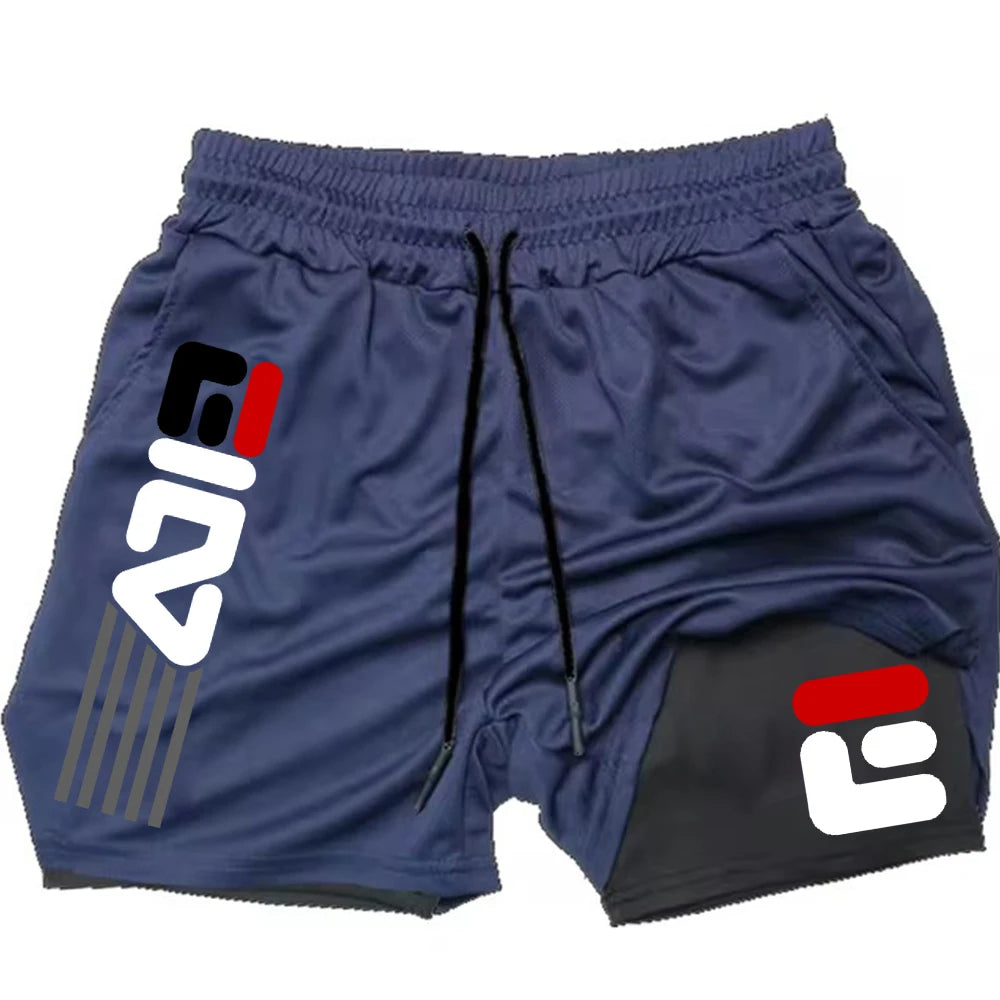Gym Shorts Men Double-deck Workout Shorts 2 In 1 Quick Dry Workout Training Short Pants Fitness Sport Jogging Pants Running Shor