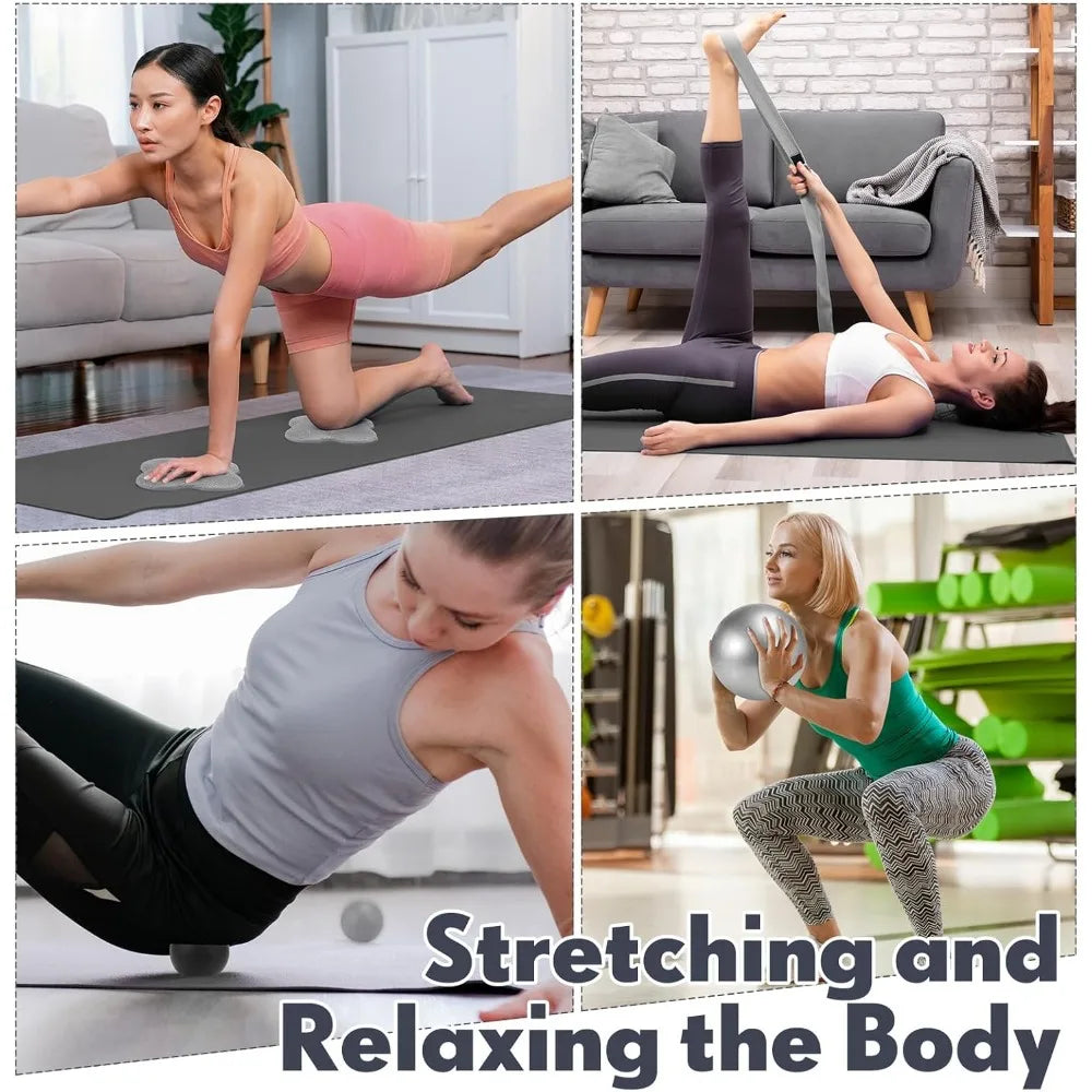 14 Pcs Yoga Kits for Home Workouts Pilates Equipment Set for Women Beginners Include Hot Yoga Towel Blocks Strap, Knee Pad, Resi