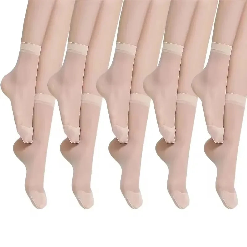 40pcs Summer Transparent Thin Socks Women Black Skin Ultrathin Stockings Female Sexy Crystal Short Ankle Sock Nylon Non-Slip