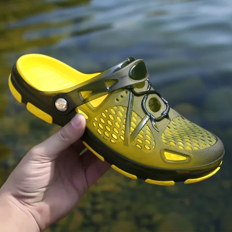 Fashion Men Slippers Casual Sandals Anti Slip Wear-Resistant Breathable Cushioning Color Blocking Design Versatile Sport Shoes