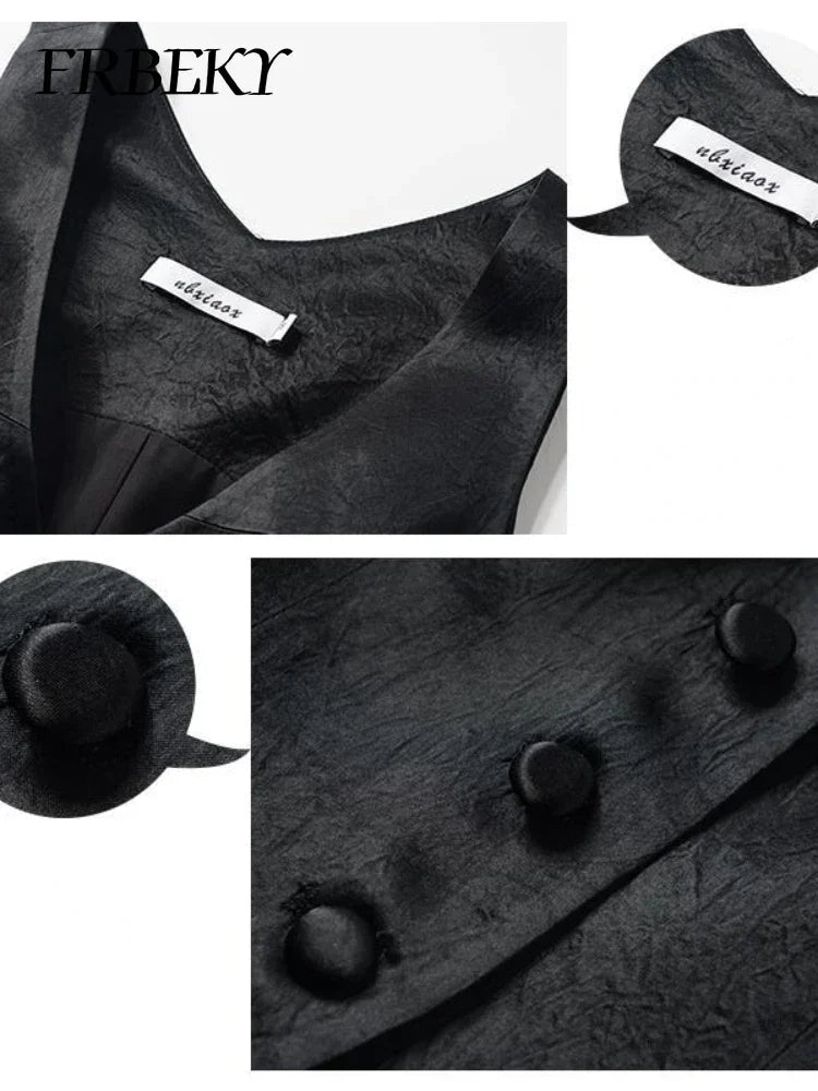 Elegant Vests for Women Autumn Solid Color Vest Undershirt Sleeveless V-neck Suit Shoulder Tops Streetwear Jacket Female Tanks