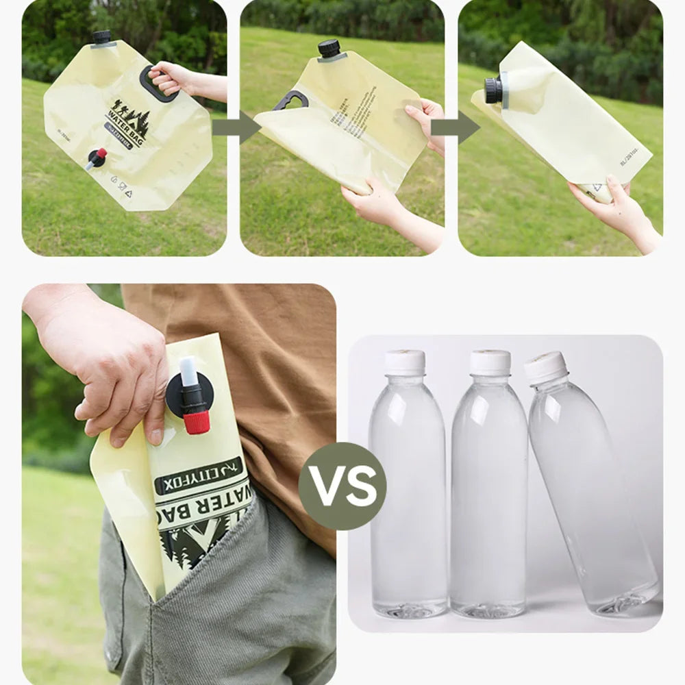 Outdoor Large Capacity Water Bag 8L Portable Foldable Water Storage Bag Camping Car Food Grade Soft Water Storage Bag