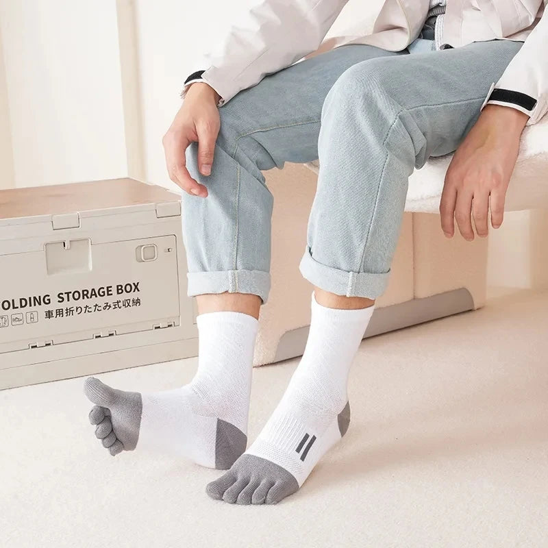 1/4 Pairs Toe Short Socks Sport Man Compression Cotton Sweat-Absorbing Young Casual Anti-Bacterial Breathable 5 Finger Socks