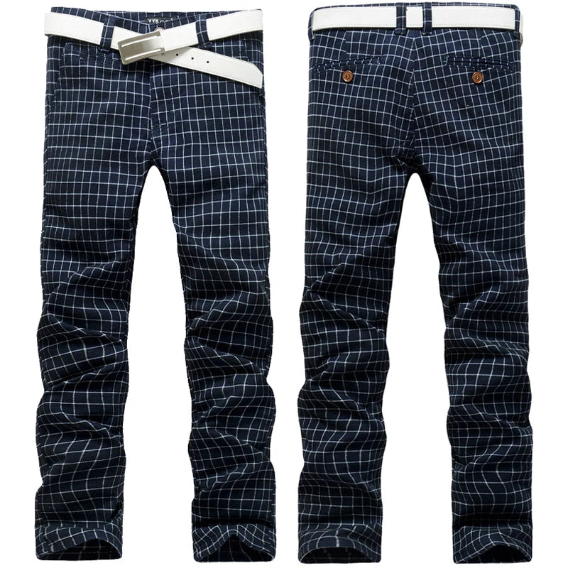 Plaid Pants Men Trousers Mens Fashion Casual High Quality Brand Business Oversized Pants Male Cotton Formal linen pants jean Man
