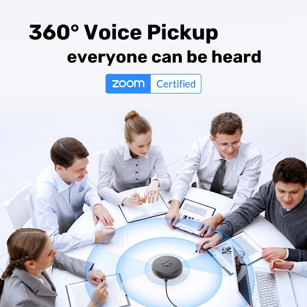 EMEET USB Wired Speakerphone Conference Speaker With 2 Mics 360° Voice Pickup Meeting Microphone Zoom Certified for Office/Home