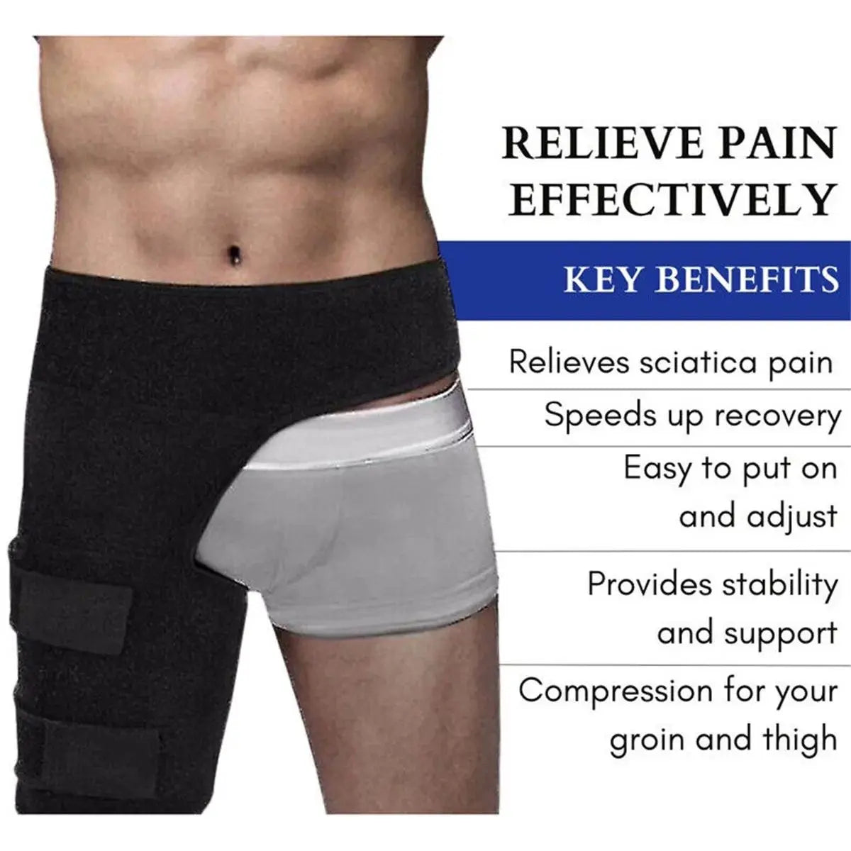 Hip Brace Thigh Compression Sleeve, Hamstring & Groin Compression Support Wrap for Hip Pain Relief, Sciatica,Quad Muscle Strains