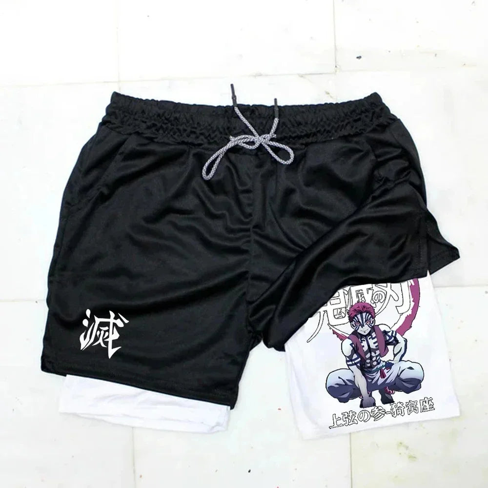 Outdoor Jogging Fitness Shorts Men's Printed Performance Double Layer Shorts Gym Workout Training Pants M-3xl