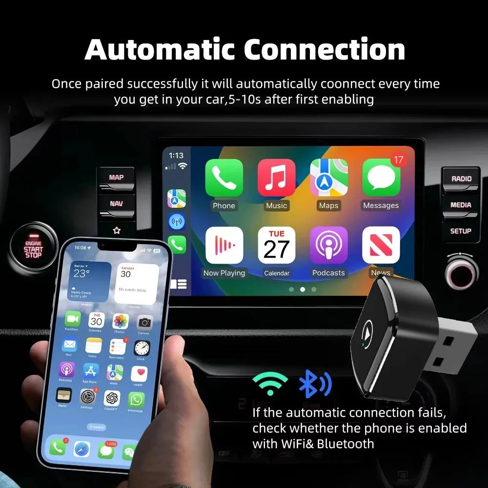 Wireless CarPlay Android Auto Adapter USB Dongle Smart Mini Box Plug and Play Universal for Volkswagen Toyota
