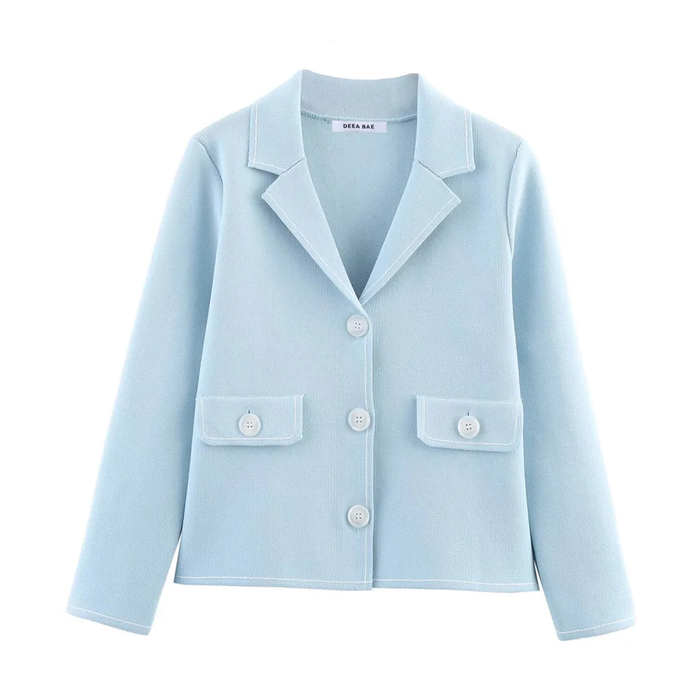 New European and American style women's clothing with decorative edge knitted jacket and skirt