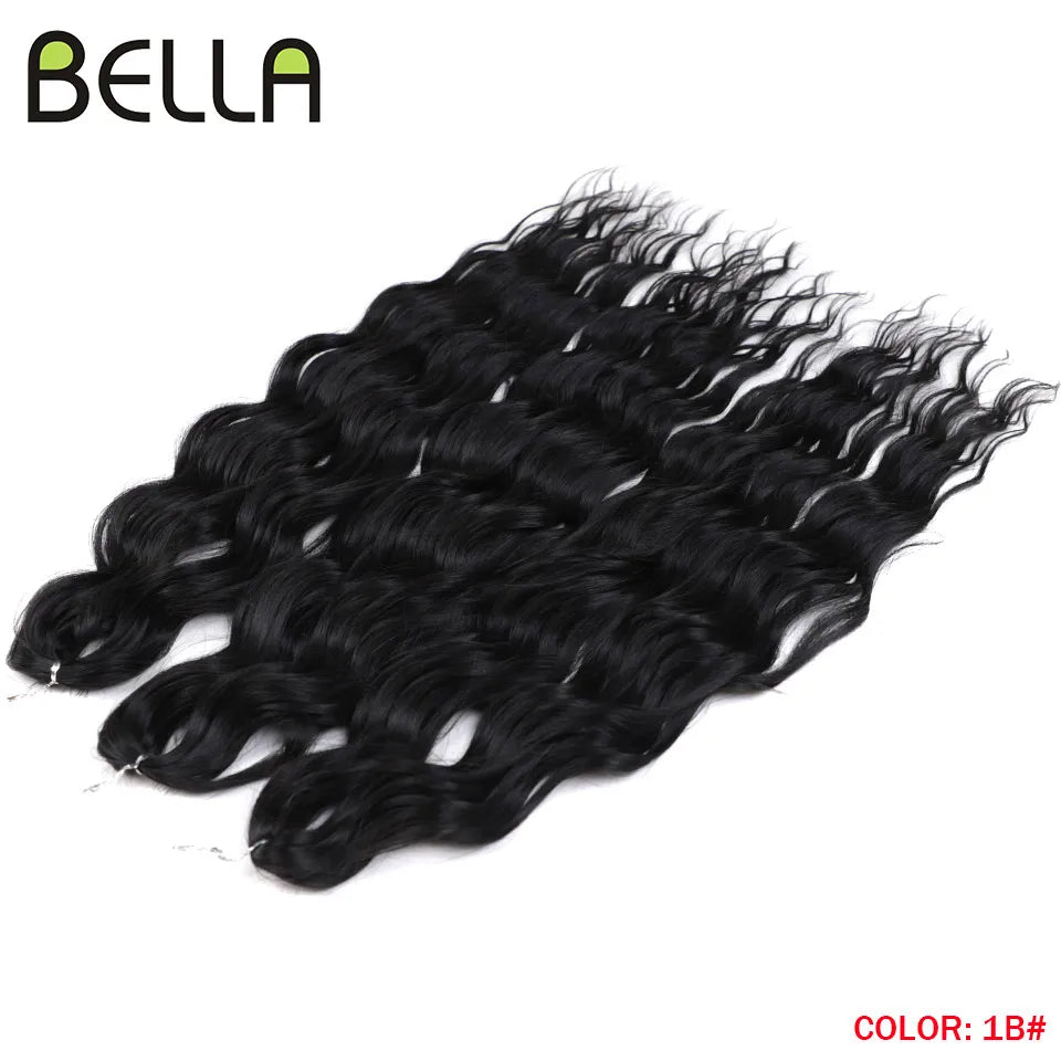 FASHION IDOL 24" 3pcs Deep Wave Curl Hair Synthetic Water Wave Braiding Hair Extensions Ombre Rainbow color Twist Crochet Hair