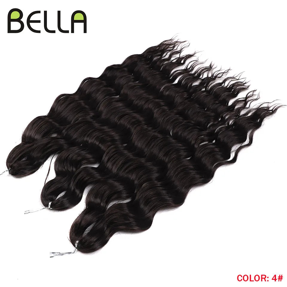 FASHION IDOL 24" 3pcs Deep Wave Curl Hair Synthetic Water Wave Braiding Hair Extensions Ombre Rainbow color Twist Crochet Hair