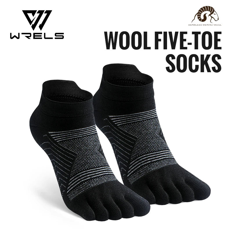 Merino Wool Hiking Socks Thermal Warm Moisture Absorption Toe Socks For Ski Climbing Running Breathable Thick Sport Toe Socks