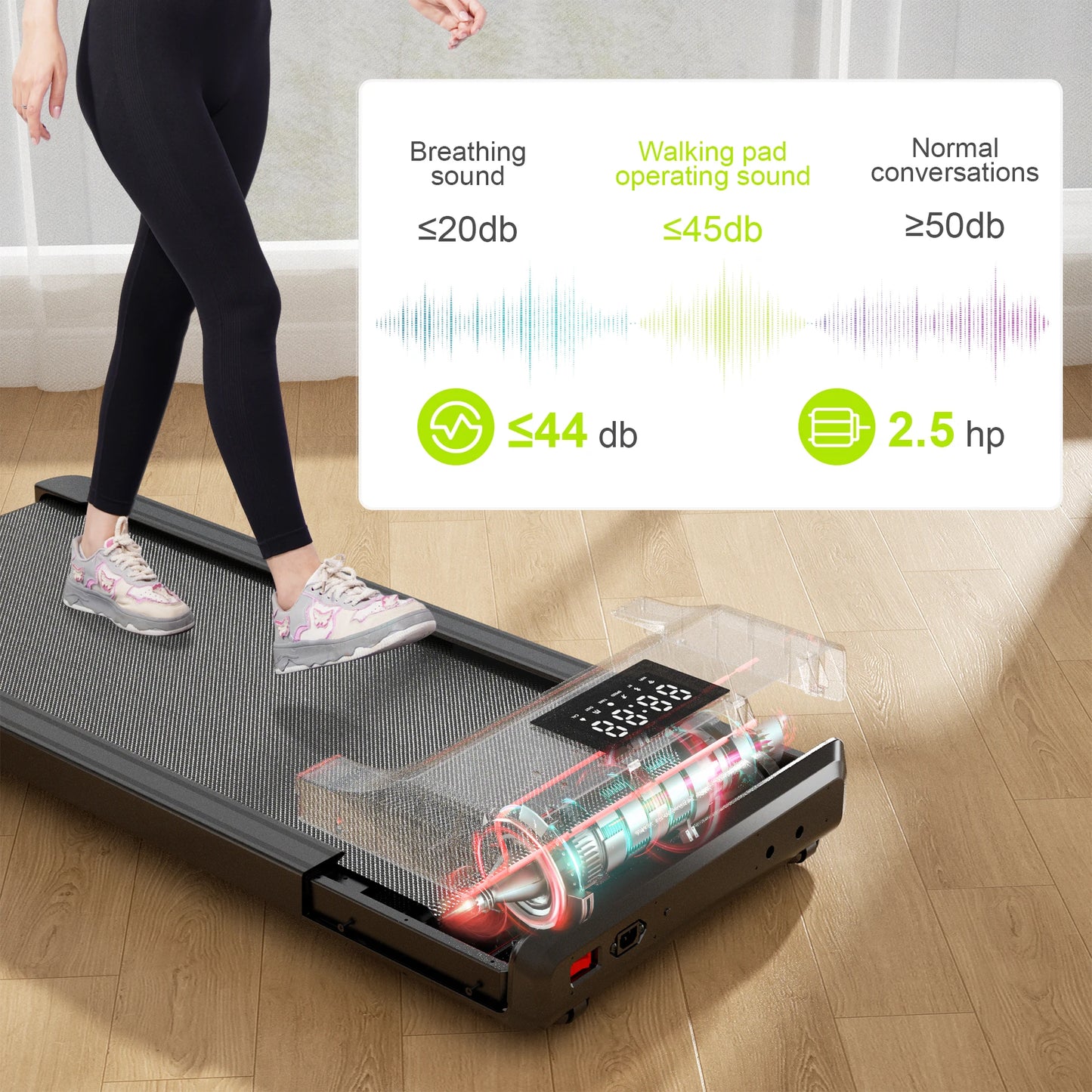 Treadmills for Home 2.5HP Remote Control LCD Display 300LBS Walking Pad Treadmills Portable Walkingpad Fitness Exercise Machine