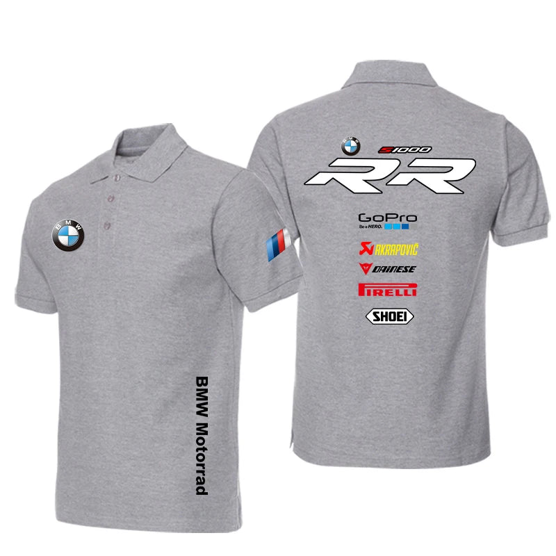 BMW Motorcycle Cycling Suit Short-sleeved Team Clothes Polo Shirt Track Factory Uniform Locomotive Lapel T-shirt Men Clothing