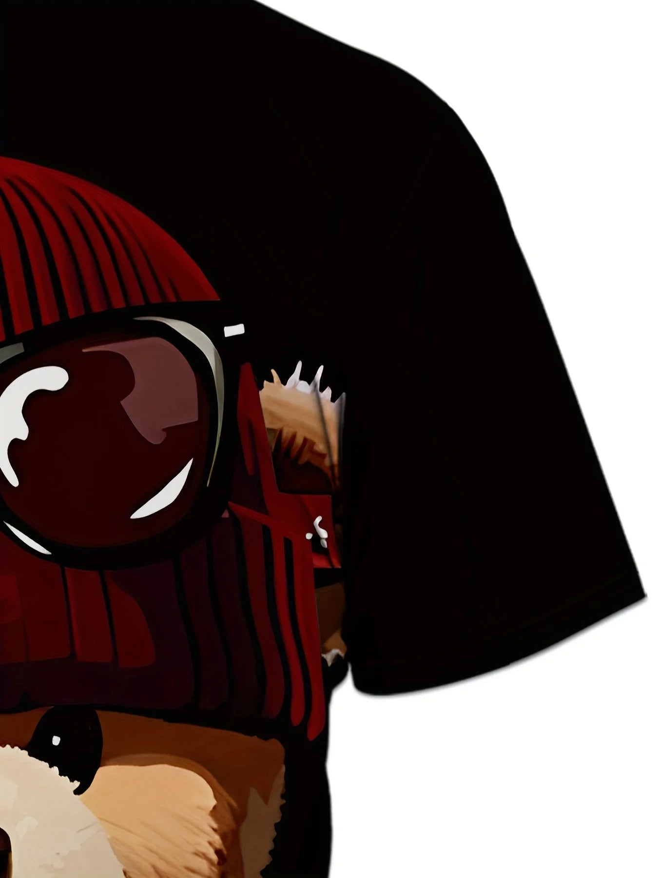 The 2025 summer new men's suit features a retro Teddy bear printed round-neck T-shirt and shorts, knitted polyester men's wear