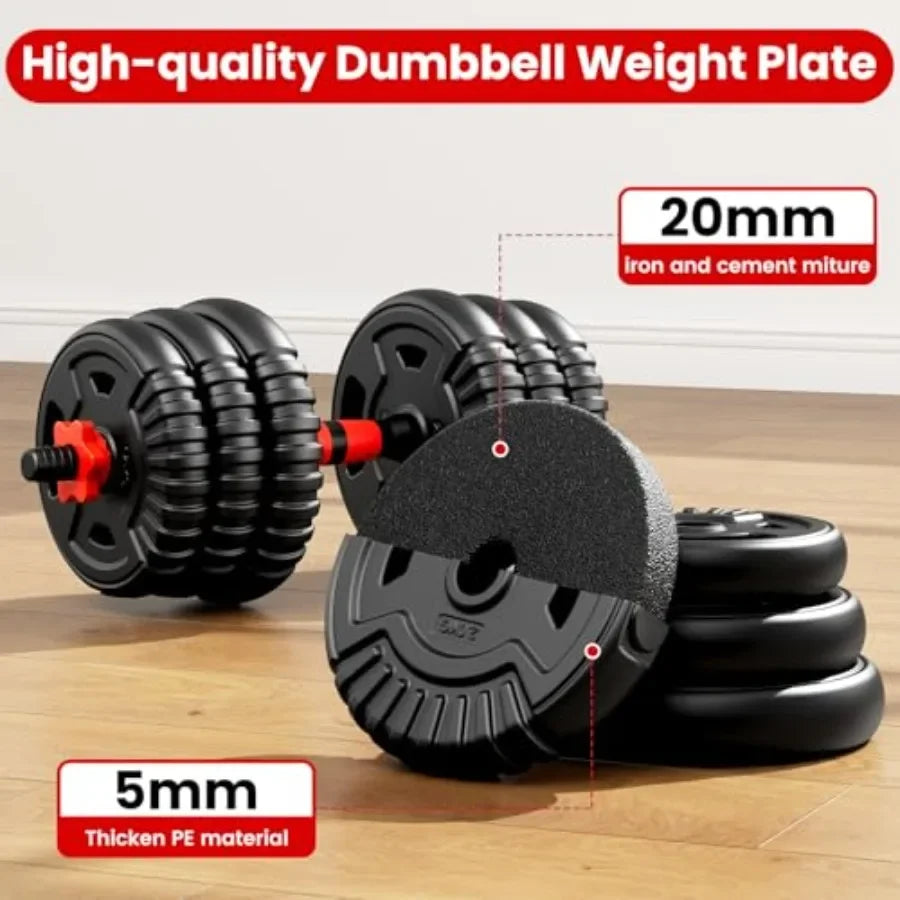 Adjustable Dumbbell Set 22/33/45/70/90lbs Free Weight Set with Connector 5-in-1 Dumbbell Set for Barbells Kettlebells Push up S
