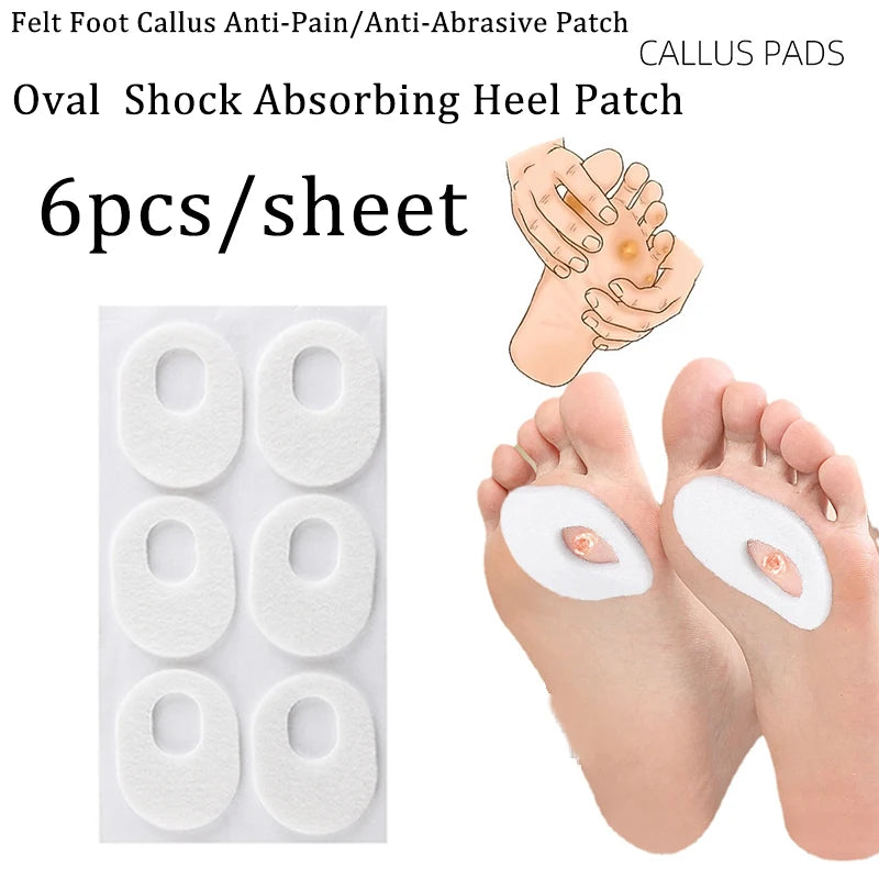 6pcs/sheet Foot Callus Pain Heel Stickers Felt Corns Self-adhesive Sticker Preventing Calluses Pain Abrasion Protective Patches
