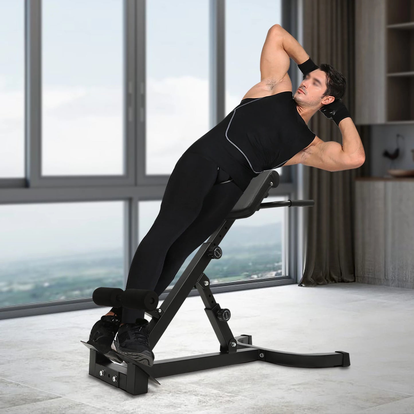 Multi-Functional Exercise Bench, Foldable Adjustable Full All-in-One Body Workout Fitness Bench, Back Extension Roman Chair