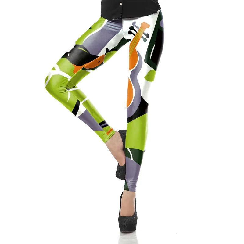 Halloween Casual Women's Leggings Women Mid Waist Skeleton Digital Printing Yoga Leggings Pants Gym Tight Trousers Workout