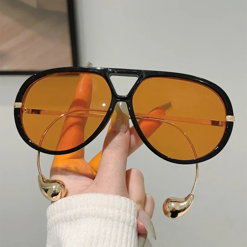 GM LUMIAS Oversized Pilot Sunglasses New in Fashion Double Bridge Gradient Sun Glasses Women Trendy Luxury Brand Design Shades