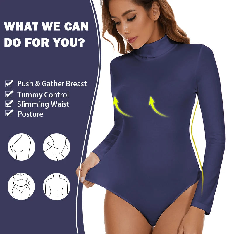 Women's Thermal Underwear Tops High Collar Long Sleeve Bodysuits Soft Keep Warm Cold Weather Compression Bottoming Shirts