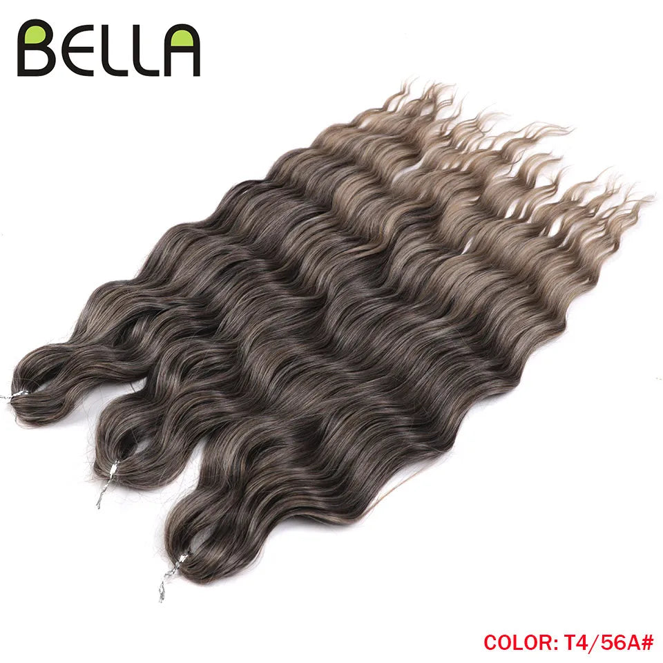FASHION IDOL 24" 3pcs Deep Wave Curl Hair Synthetic Water Wave Braiding Hair Extensions Ombre Rainbow color Twist Crochet Hair