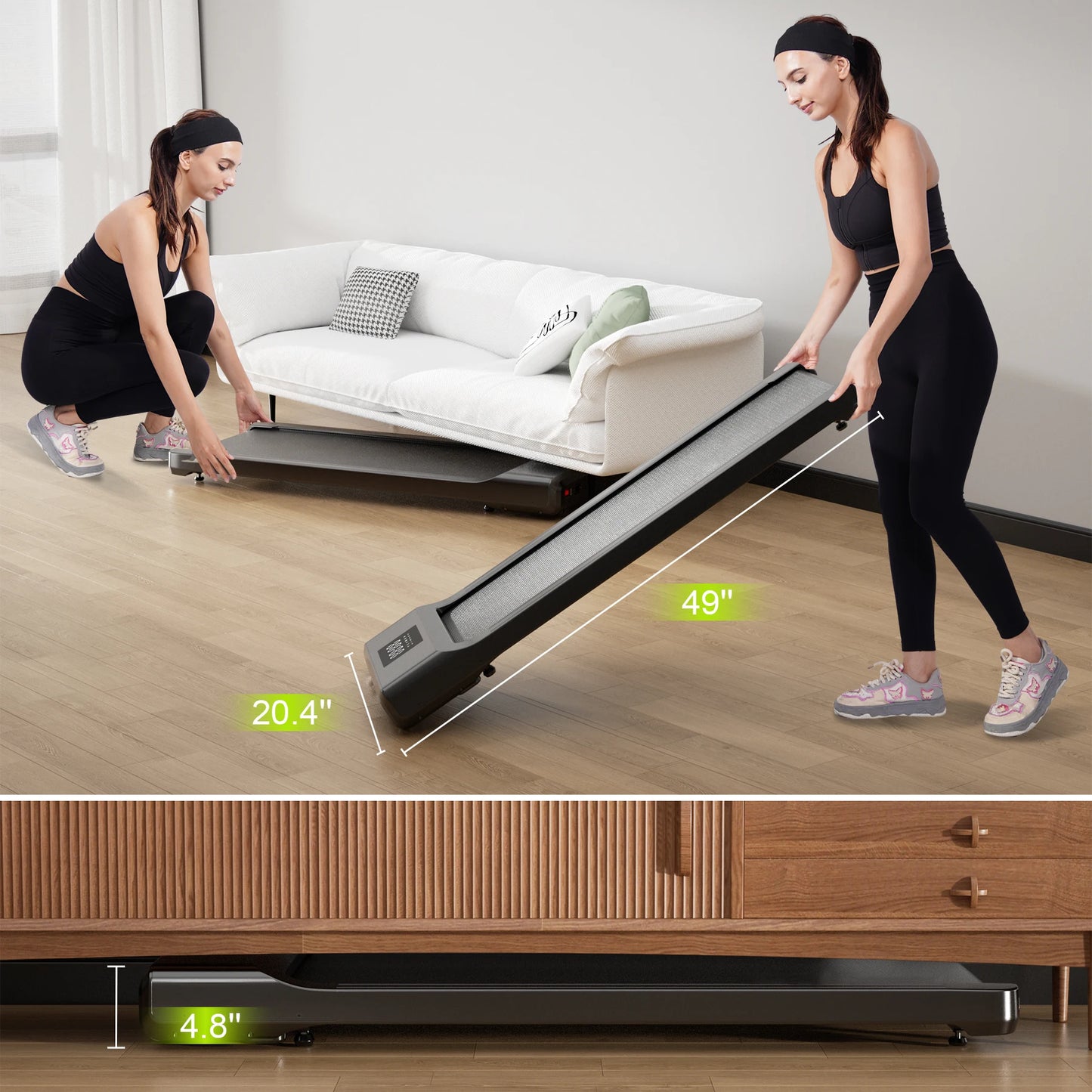 Treadmills for Home 2.5HP Remote Control LCD Display 300LBS Walking Pad Treadmills Portable Walkingpad Fitness Exercise Machine