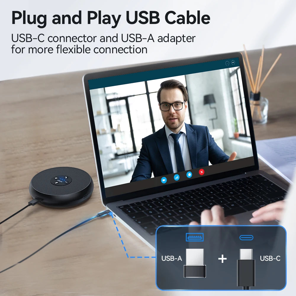 EMEET USB Wired Speakerphone Conference Speaker With 2 Mics 360° Voice Pickup Meeting Microphone Zoom Certified for Office/Home