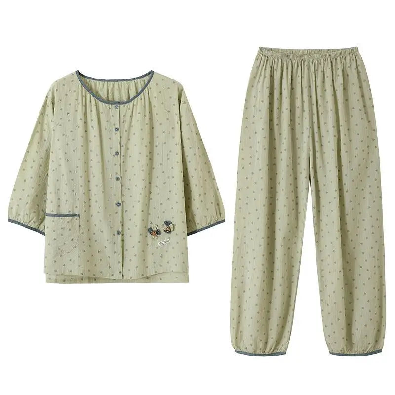 Women's New Spring and Summer Pajamas Homewear Suit Cloudy Cotton Leisure Loose Home Outside the Home Wear Homewear Suit