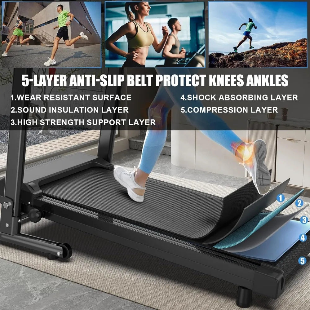 Foldable Treadmills for Home, Portable Treadmill with Handles, 2.5HP Treadmills 300 lb Capacity, APP Control, Fitness Folding W