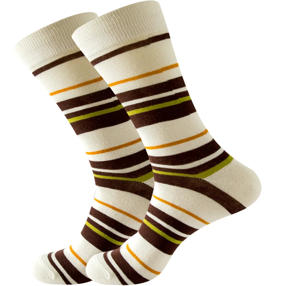 Men's Happy socks Colorful striped women's socks High quality checkered diamond geometry Harajuku combed cotton socks gift socks