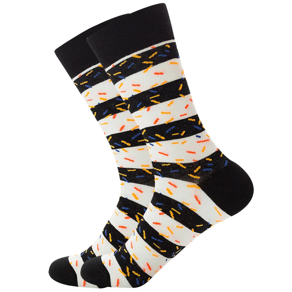 Men's Happy socks Colorful striped women's socks High quality checkered diamond geometry Harajuku combed cotton socks gift socks