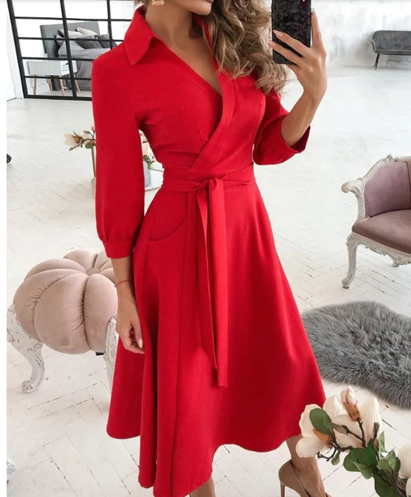 Women's summer off the shoulder hanging neck tie loose women's dress for commuting versatile temperament