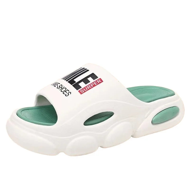 Men Thick Sole Summer Beach Slides Bathroom Anti Slip Slipper Soft Sandals Simplicity Ultra Light Letter Shoes Men Slippers