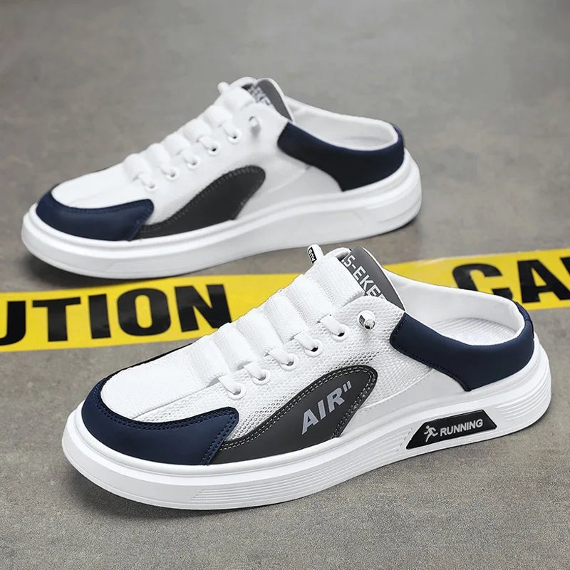 2025 Summer New Men's Shoes Slip-On Loafers Flat Slippers Summer Half Slippers Lightweight Lazy Shoes Student Sandalias Zapatos