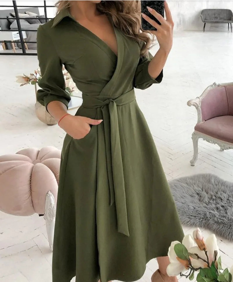 Women's summer off the shoulder hanging neck tie loose women's dress for commuting versatile temperament