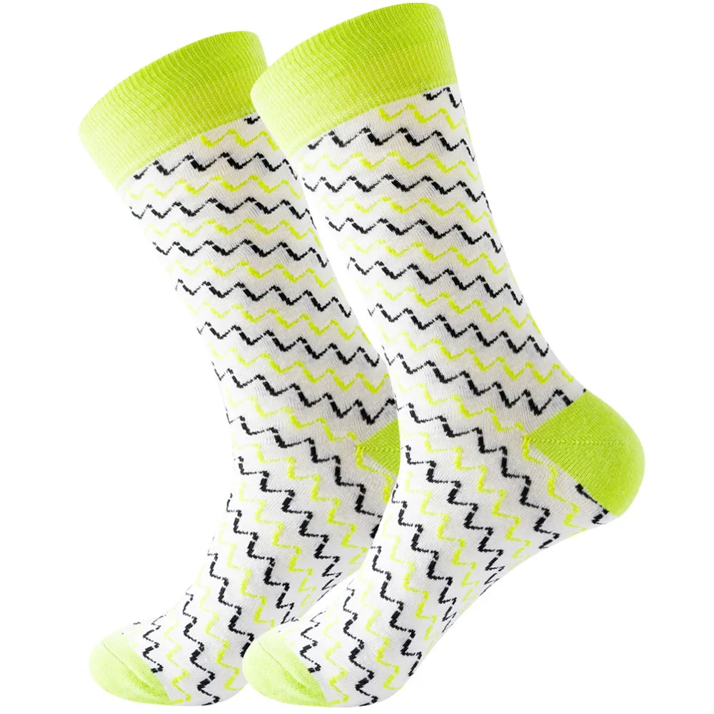 Men's Happy socks Colorful striped women's socks High quality checkered diamond geometry Harajuku combed cotton socks gift socks