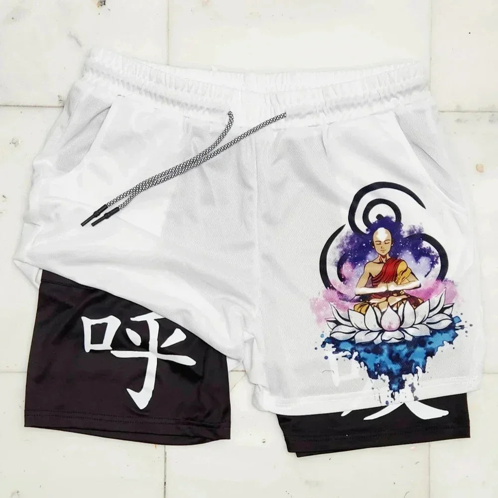 Outdoor Jogging Fitness Shorts Men's Printed Performance Double Layer Shorts Gym Workout Training Pants M-3xl