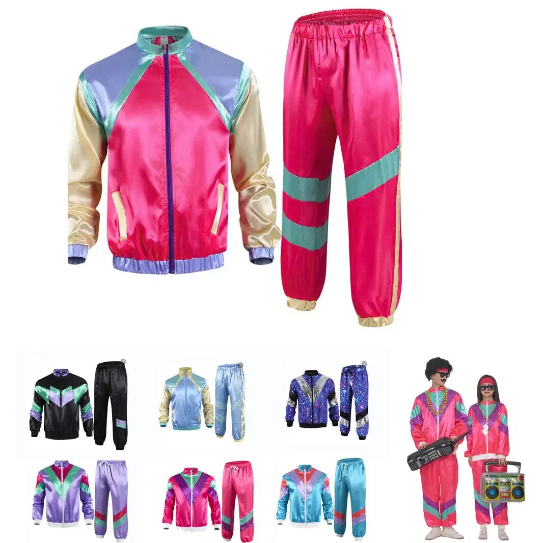 Mens 80s 90s Shell Suit Costume Adult Sports Neon Dress Outfit cosplay costumes anime cosplay