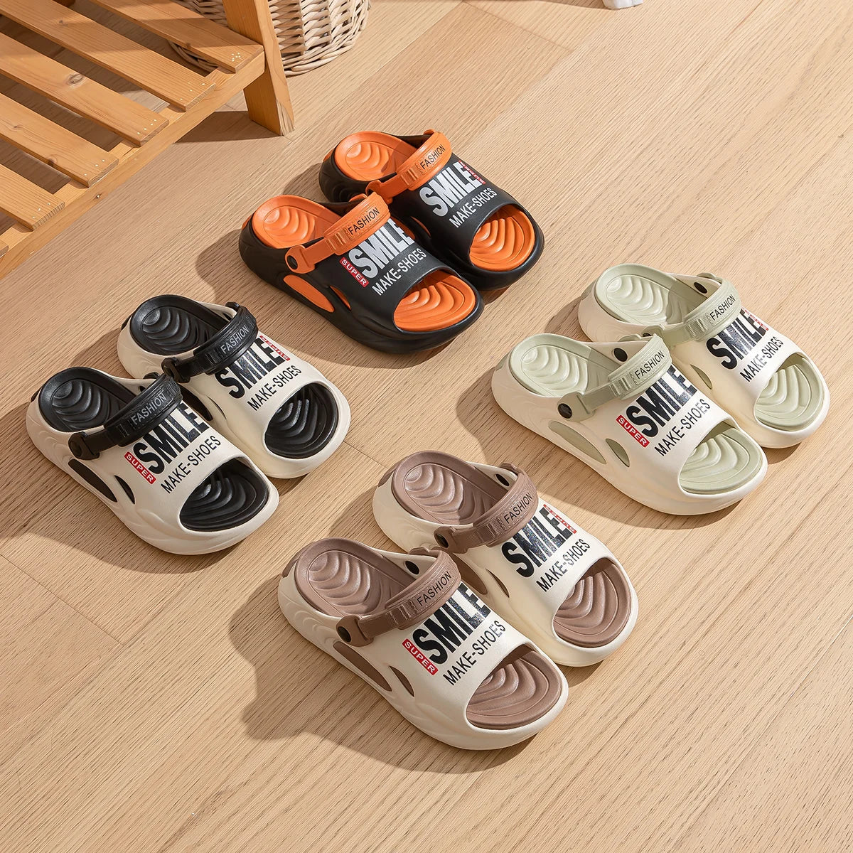 EVA Men Hole Shoes Thick Bottom Height Increase Outdoor Slippers Comfortable Breathable Sports Slippers