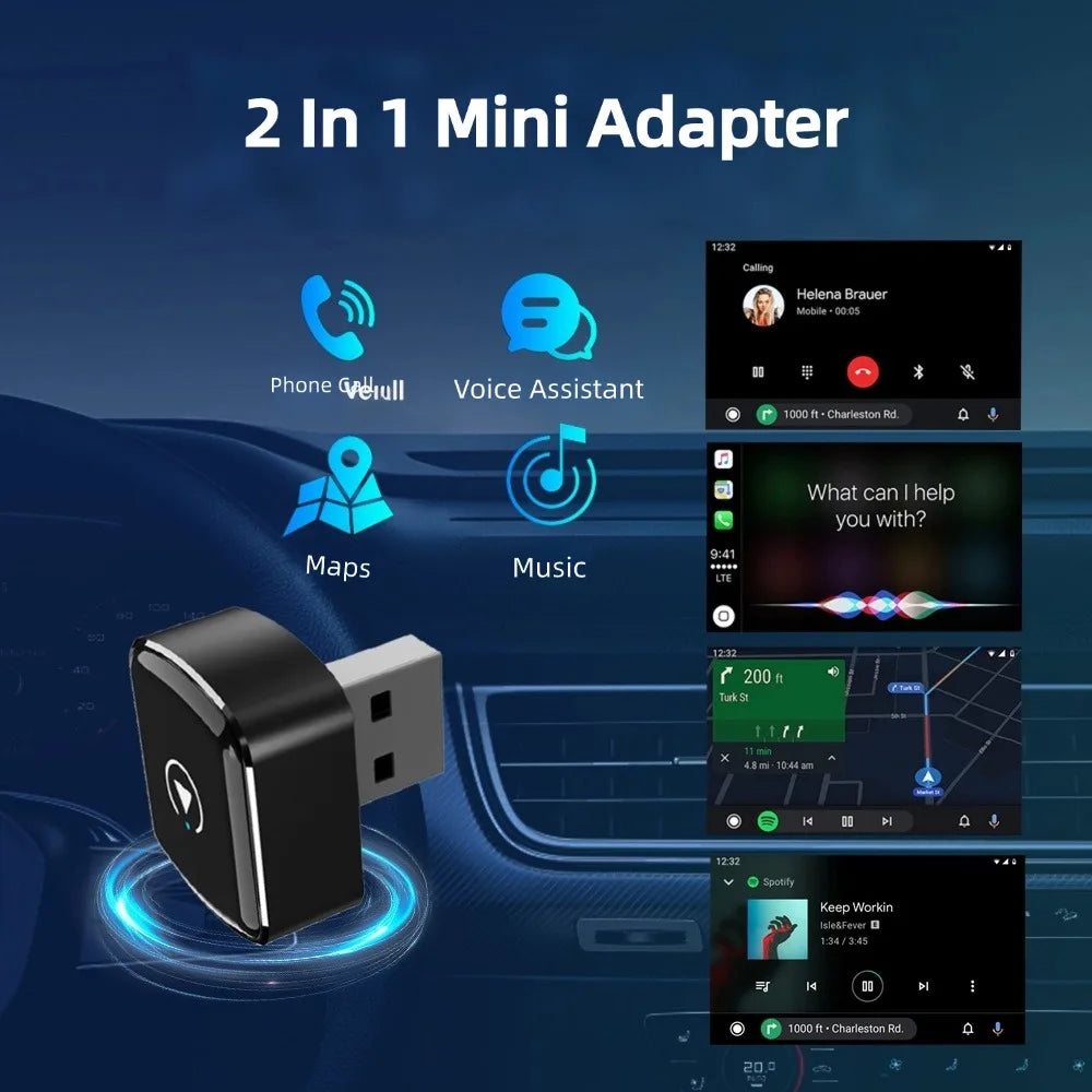 Wireless CarPlay Android Auto Adapter USB Dongle Smart Mini Box Plug and Play Universal for Volkswagen Toyota