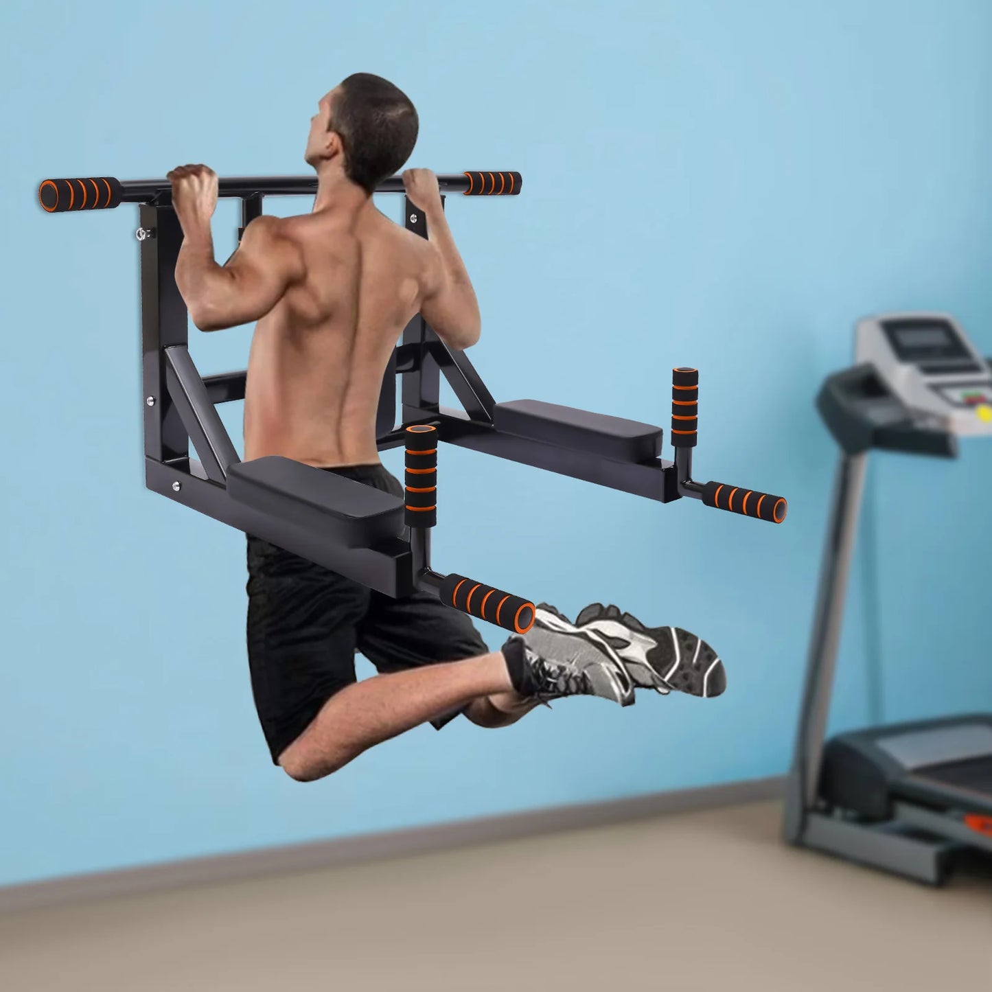 Multi-grip Wall Mount Pull-up Bar Dip Station Home Fitness Equipment Gym and Fitness Heavy