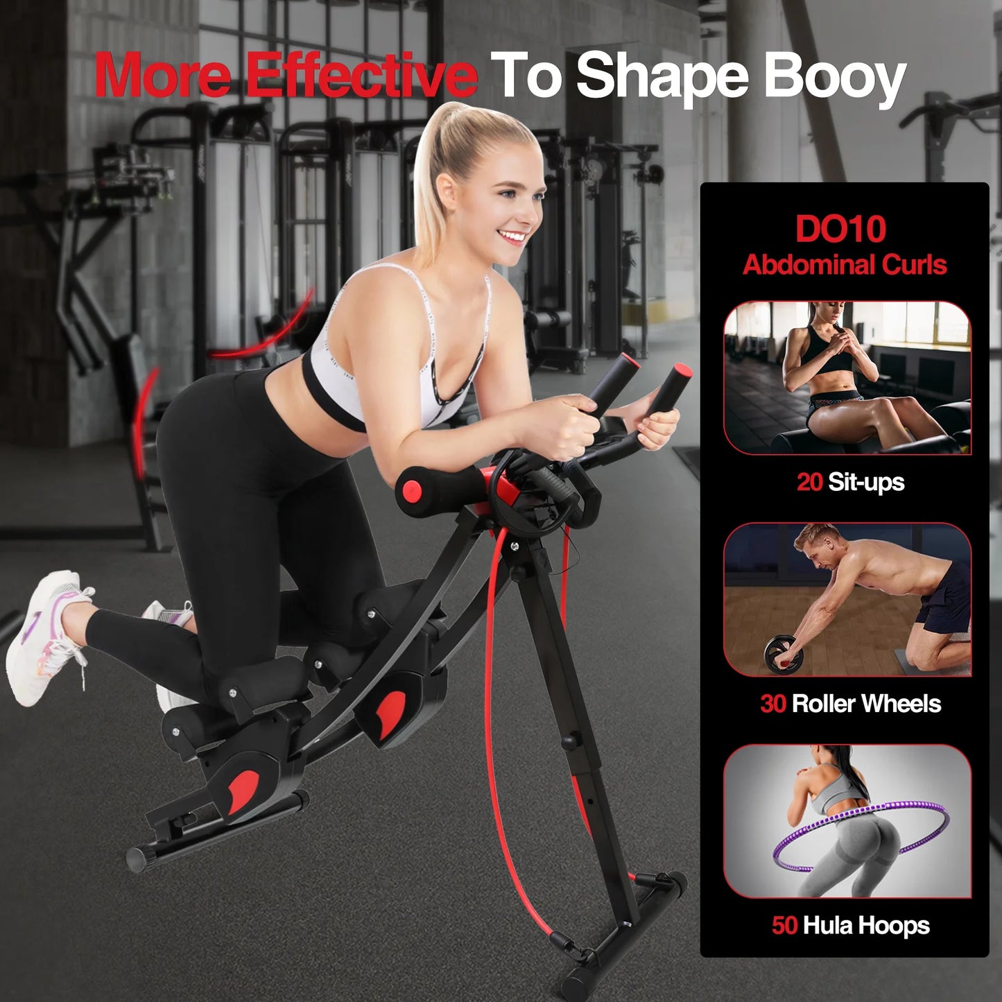 Dual Track Fitness Ab Machine Ab Cruncher Adjustable Height Waist Trainer Foldable Home Gym Equipment 4 Adjustable 440 lbs Weigh