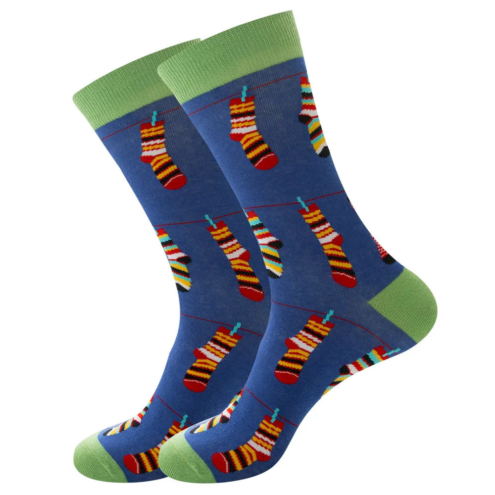 Men's Happy socks Colorful striped women's socks High quality checkered diamond geometry Harajuku combed cotton socks gift socks