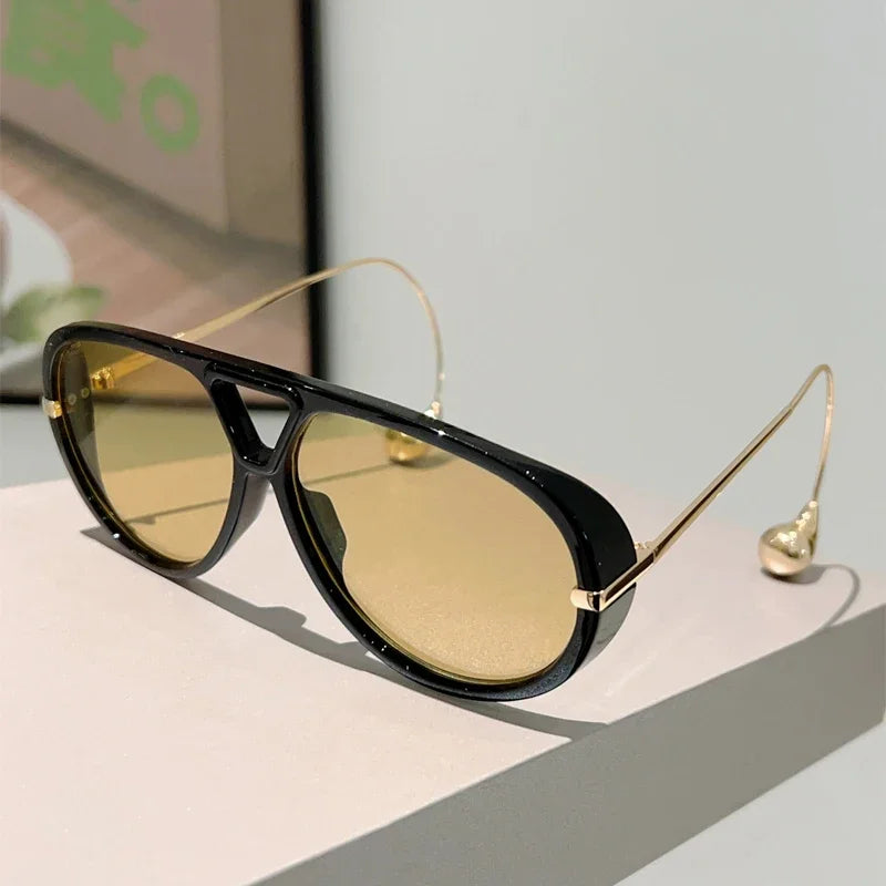 GM LUMIAS Oversized Pilot Sunglasses New in Fashion Double Bridge Gradient Sun Glasses Women Trendy Luxury Brand Design Shades