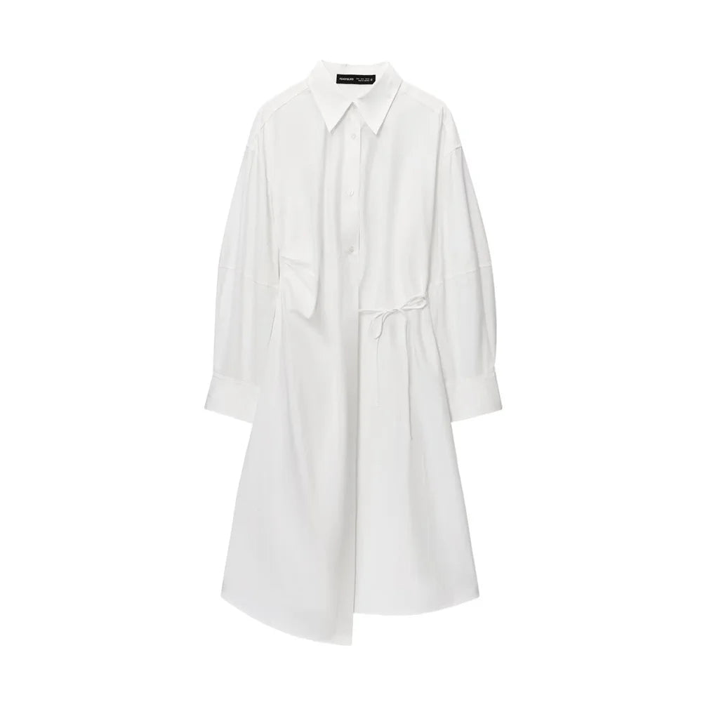 Women's new casual simple shirt dress long skirt